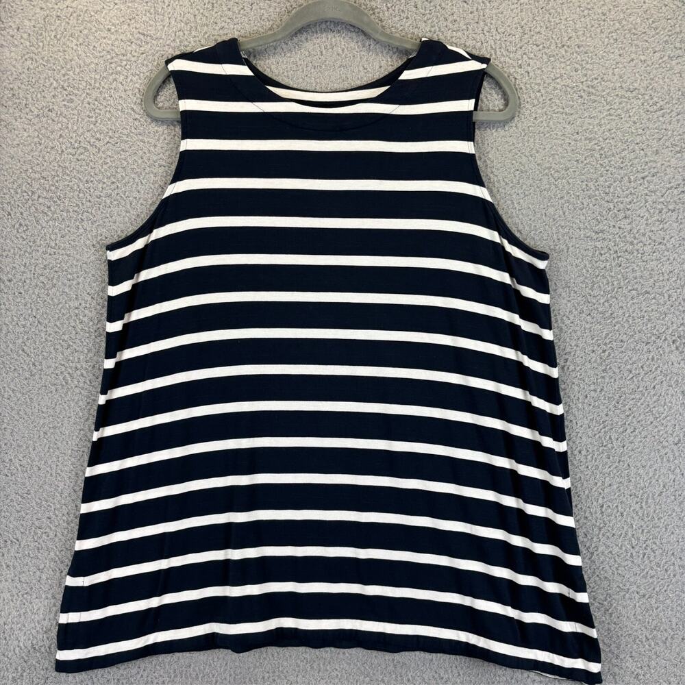 J Jill Tunic XLP Blue Beachy Nautical Striped Layering Tank Flowy Stretch Casual